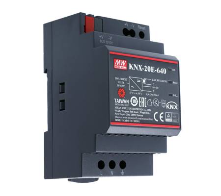 Zasilacz na szynę DIN z obsługą standardu KNX 30V 0,64A 19,2W MEAN WELL | KNX-20E-640